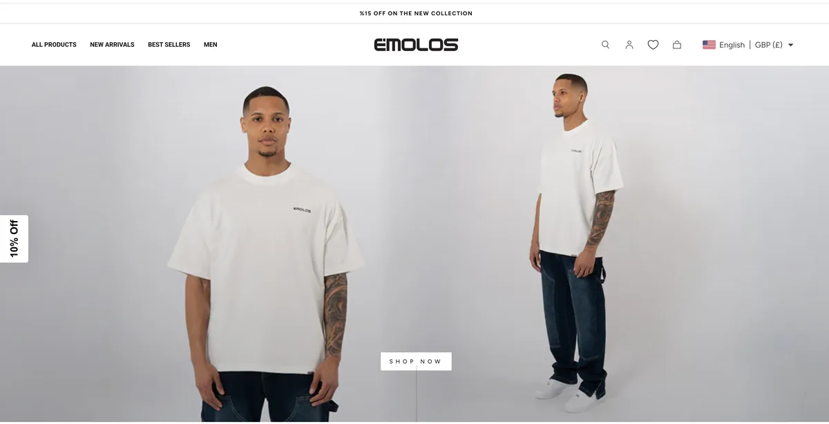 Emolos Shopify mağazası ekran görüntüsü