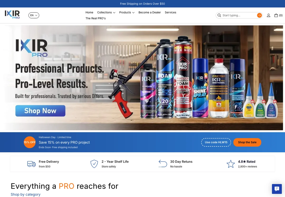 ixirpro Shopify mağazası ekran görüntüsü